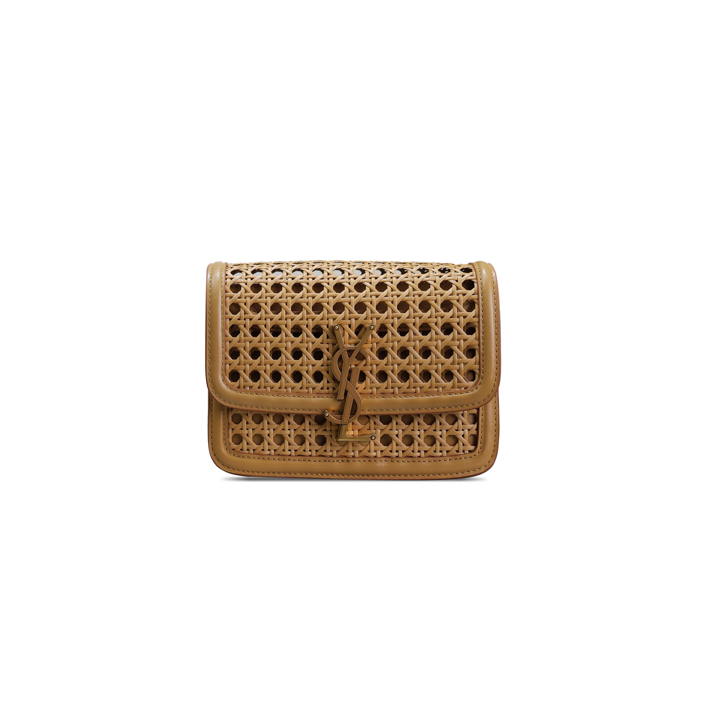 YSL SOLFERINO SMALL SATCHEL IN WICKER AND LEATHER 634306 (19*13*5cm)